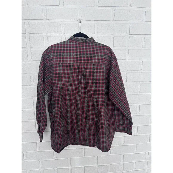 Vintage Casbah Button Up Shirt Long Sleeve Mens XL Red Green Plaid Rare - Picture 6 of 8